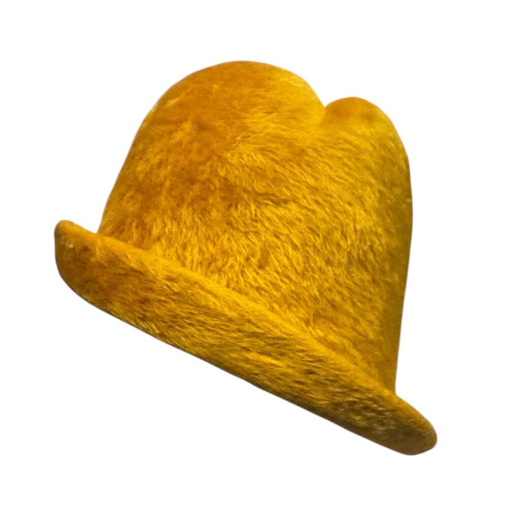Brunschwig midcentury vintage mustard yellow furry hat